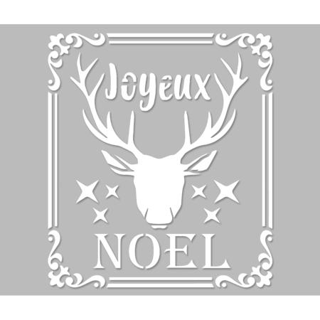 Pochoir Adhésif 25 x 20 cm Cadre Stylisé Joyeux Noel & Cerf