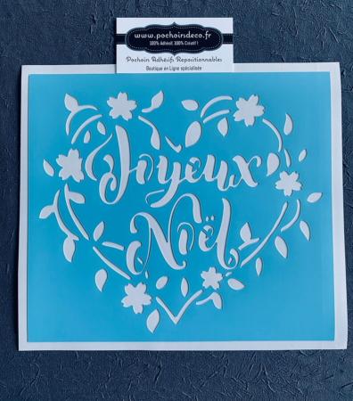Pochoir Adhésif 22 x 20 cm Coeur Fleuri Joyeux Noel