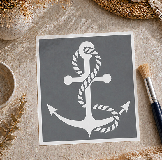 Pochoir Adhésif Ancre Marine 25x20 cm – Motif Nautique pour Décoration Bord de Mer