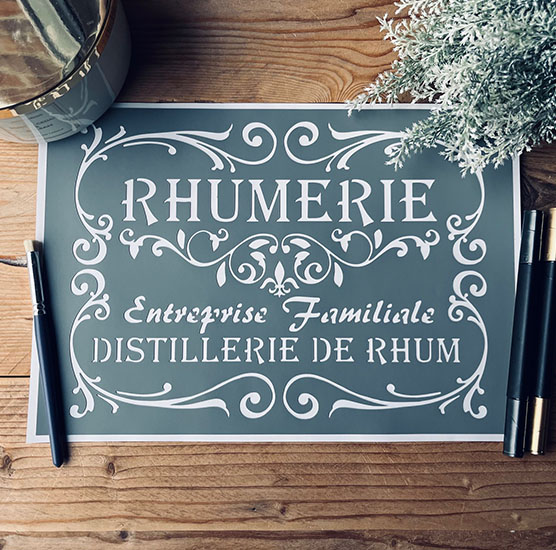 Pochoir Adhésif 30 x 20 cm Affiche Rhumerie Vintage