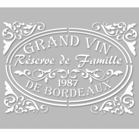 Pochoir Adhésif 30 x 20 cm Affiche Vin de Bordeaux Vintage