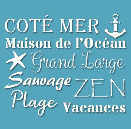 Pochoir Adhésif 25 x 20 cm Planche Lettrages Côté Mer ...
