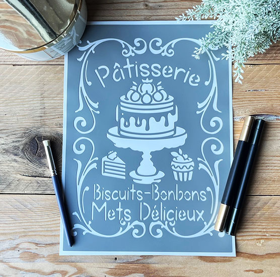 Pochoir Adhésif 30 x 20 cm Affiche Cuisine, Pâtisserie, Bonbons & Biscuits