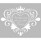 Pochoir Adhésif 25 x 20 cm Coeur Baroque Bienvenue Chez Nous