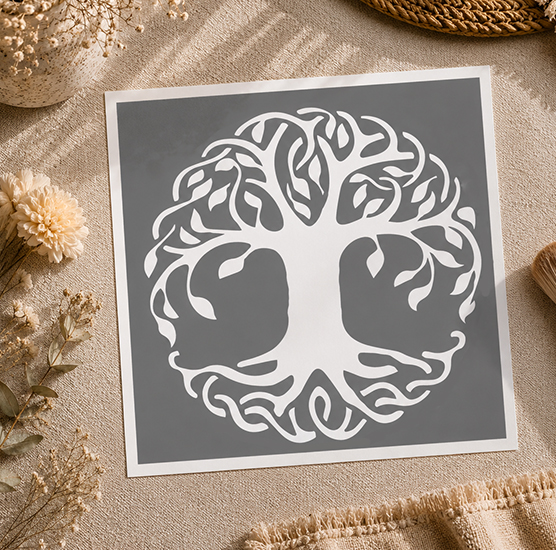 Pochoir Adhésif Arbre de Vie Celtique 20x20 cm – Motif Nature et Spiritualité