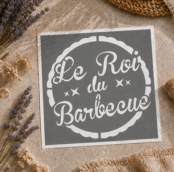 Pochoir Adhésif Le Roi du Barbecue 20x20 cm – Déco Cuisine et BBQ Humoristique