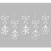 Pochoir Adhésif 30 x 18 cm Set Cinq Boules Noel & Flocons
