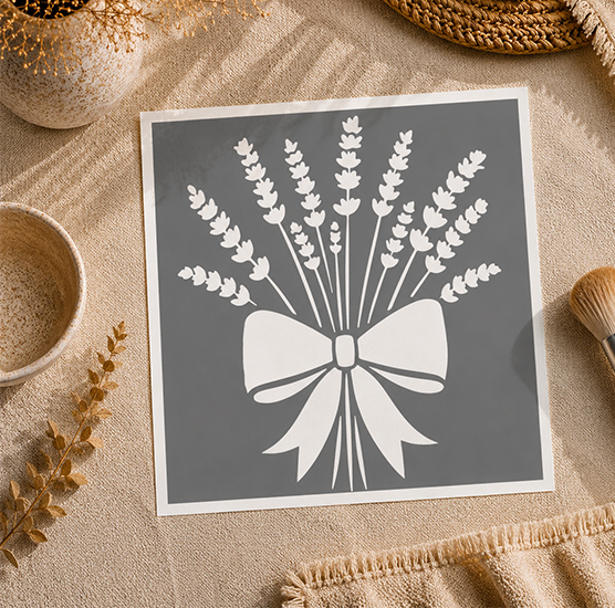 Pochoir Adhésif Bouquet de Lavande 22x20 cm – Déco Provençale et Champêtre