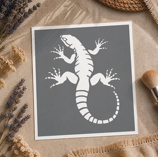 Pochoir Adhésif Gecko Tropical 25x20 cm – Motif Nature Exotique pour Décoration DIY