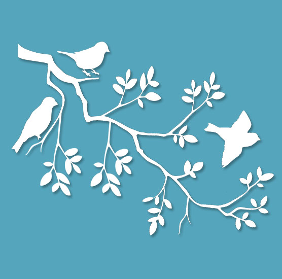 Pochoir Adhésif 30 x 20 cm Grande Branche & Oiseaux