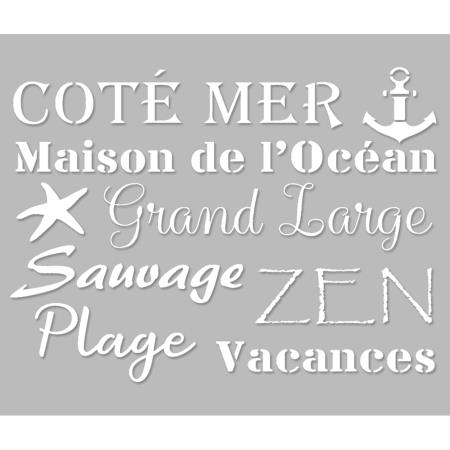 Pochoir Adhésif 25 x 20 cm Planche Lettrages & Symboles Côté Mer ...