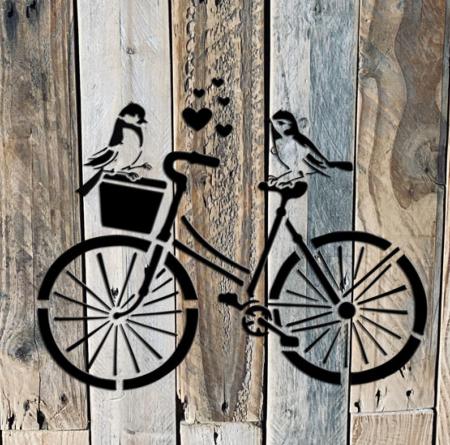 Pochoir Adhésif 25 x 20 cm Vélo Vintage & Oiseaux