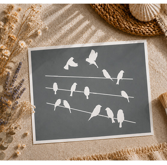 ochoir Décoratif Oiseaux Silhouettes 25x20 cm – Design Élégant Nature