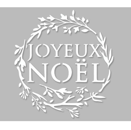 Pochoir Adhésif 20 x 20 cm Couronne Nature Joyeux Noël 