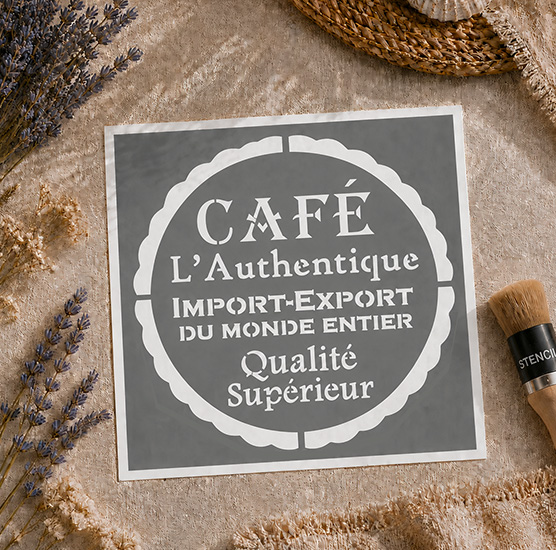 Pochoir Adhésif Café L’Authentique 20x20 cm Pochoir Déco Cuisine Bar DIY