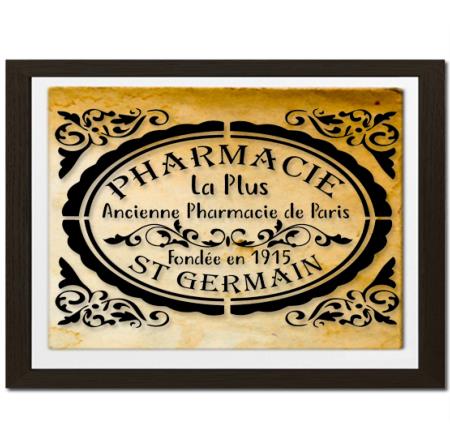 Pochoir Adhésif 30 x 20 cm Affiche Pharmacie Vintage