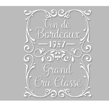 Pochoir Adhésif 30 x 20 cm Affiche Vin de Bordeaux, Grand Cru Classé