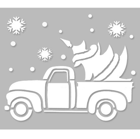 Pochoir Adhésif 25 x 20 cm Camion & Sapin de Noel