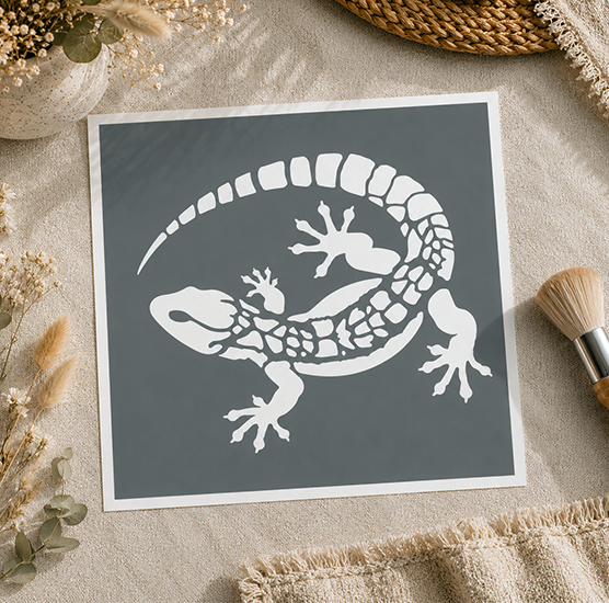 Pochoir Adhésif Salamandre Gecko 20x20 cm – Motif Nature Exotique pour Décoration DIY