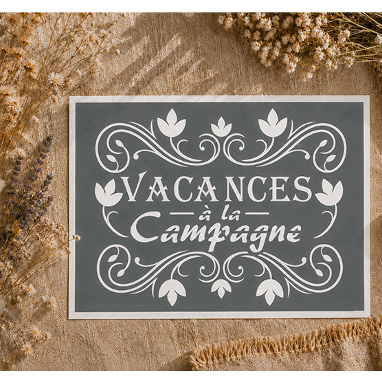 Pochoir Adhésif Vacances à la Campagne 30x20 cm – Déco Champêtre et Maison de Campagne