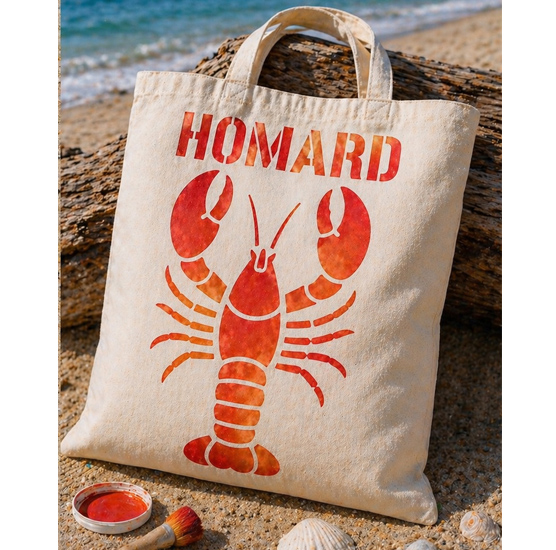 Pochoirs tote bag thème mer et marin