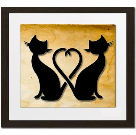 Pochoir Adhésif 25 x 20 cm Chats Amoureux & Coeur