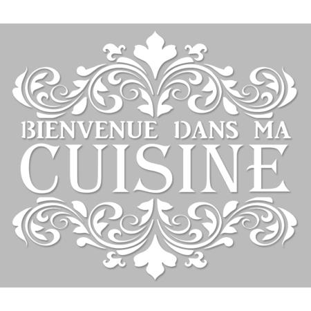 Pochoir Adhésif 25 x 20 cm Médaillon Bienvenue dans ma Cuisine Vintage
