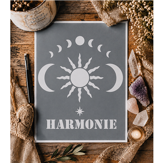 Pochoir Adhésif Soleil & Lune 25x20 cm – Déco Phases Lunaires et Harmonie