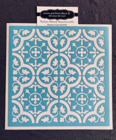 Pochoir Adhésif PVC Réutilisable 20 x 20 cm 4 Carrelages / Carreaux Ciment Anciens