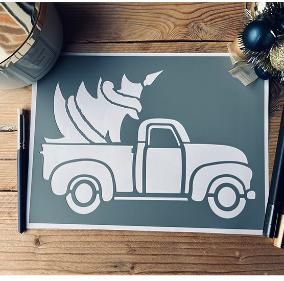 Pochoir Adhésif 25 x 20 cm Camion & Sapin de Noel