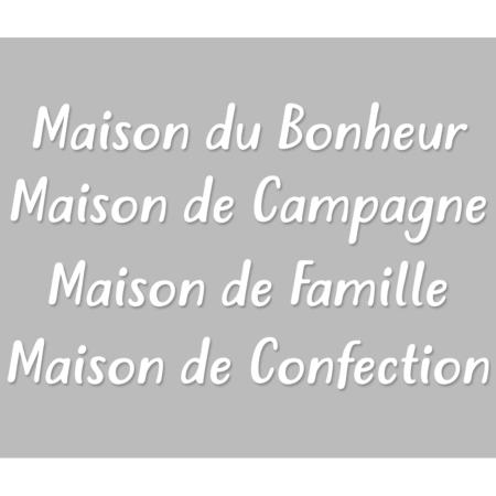 Pochoir Adhésif Lettrages 28 x 18 cm Maison Famille, Bonheur, Campagne & Confection