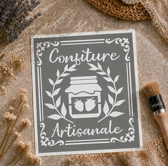 Pochoir Adhésif Confiture Artisanale 25x20 cm – Déco Cuisine et Pots à Confiture