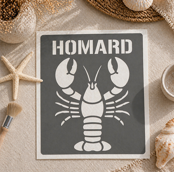 Pochoir Homard 25x18 cm – Pochoir Tote Bag et Décoration Textile Style Marin