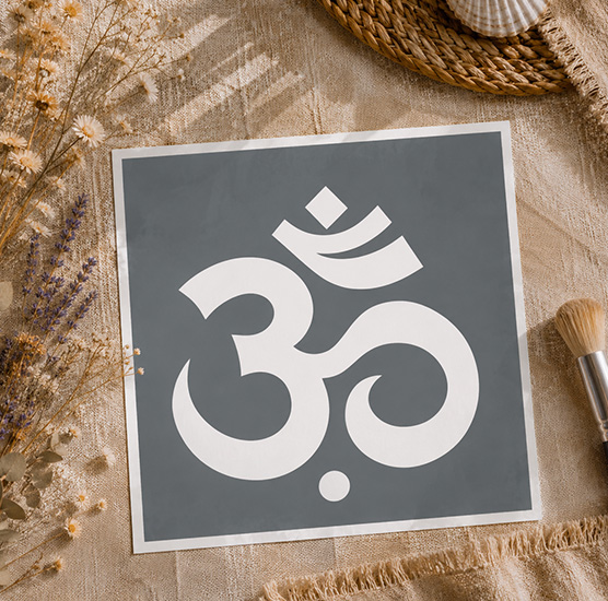 Pochoir Adhésif Symbole Om Sacré 20x20 cm – Déco Yoga et Harmonie Intérieure