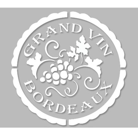 Pochoir Adhésif 20 x 20 cm Médaillon Grand Vin Bordeaux