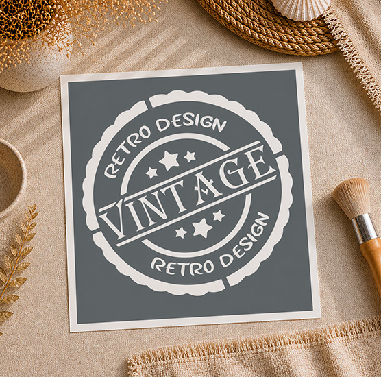 Pochoir Médaillon Rond Vintage 20 cm – Décoration Meuble Style Rétro
