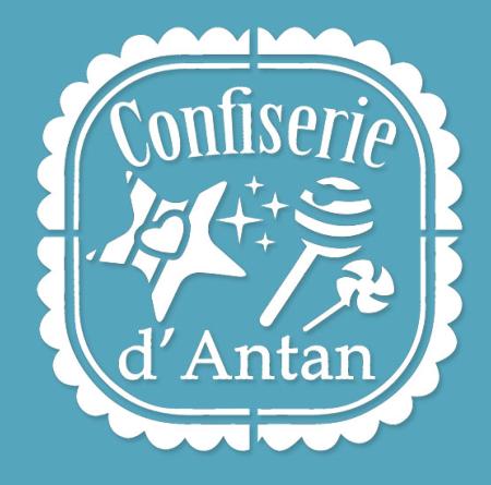 Pochoir Adhésif 20 x 20 cm Affiche Confiserie d'Antan