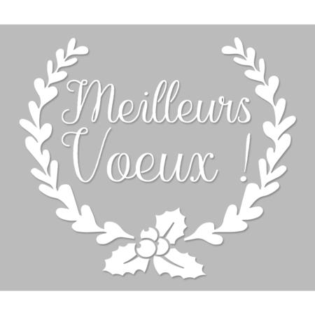 Pochoir Adhésif 22 x 20 cm Couronne Meilleurs Voeux & Houx