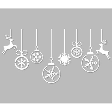 Pochoir Adhésif 30 x 15 cm Set Boules de Noel flocons