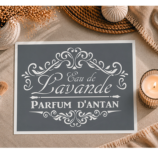 Pochoir Adhésif Eau de Lavande Vintage 30x20 cm – Décoration Nature  Réutilisable