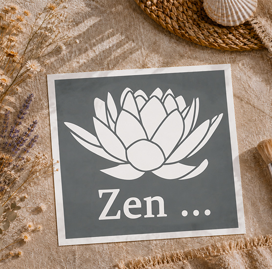 Pochoir Adhésif Fleur de Lotus Zen 20x20 cm – Déco Yoga et Harmonie Intérieure